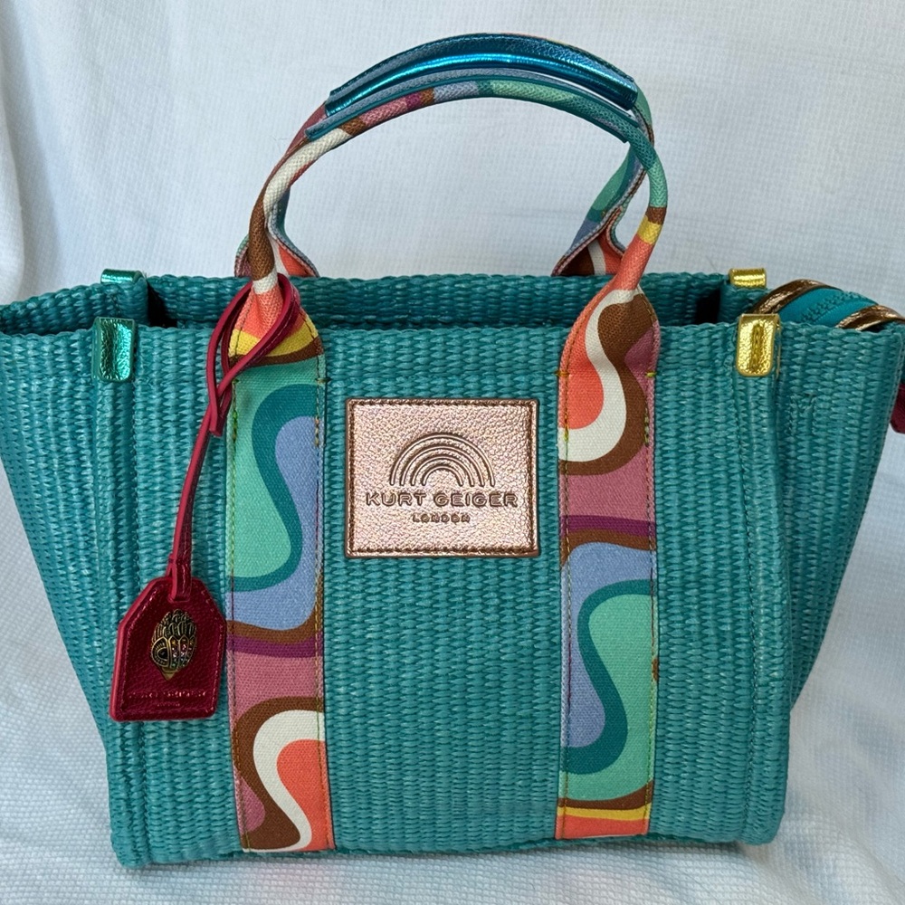 Kurt Geiger Multicolor Woven Tote and Crossbody NWT